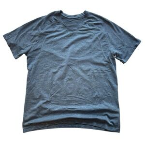 Lululemon T Shirt‎ Men's Size XL Blue V Neck Short Sleeve Live In Practice